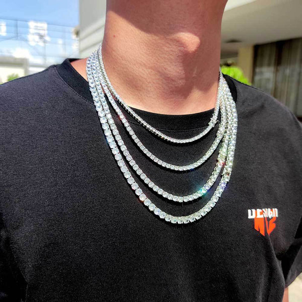 Collar de circonita de 6 mm y 1 fila de tenis, joyería de hip hop