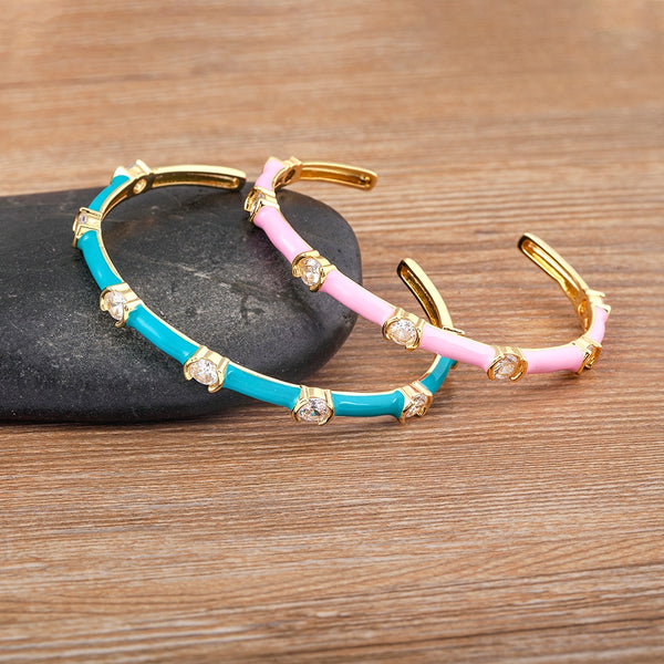 Brazalete fino abierto de bambú con temperamento en 6 colores, recién llegado