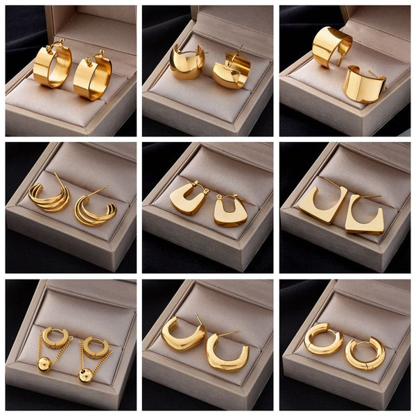 316L Stainless Steel Round Wide Hoop Earrings For Women