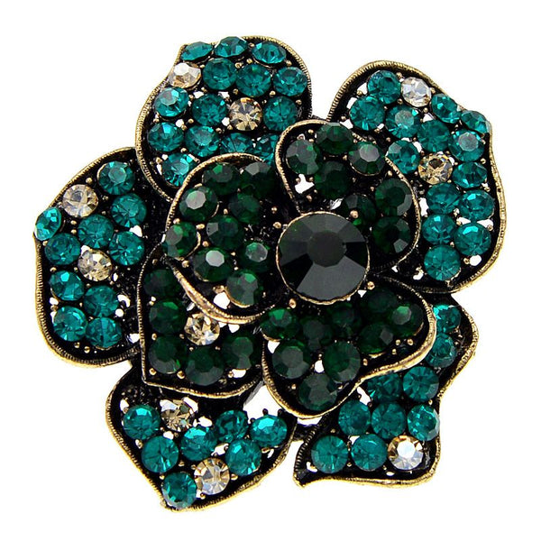 Broches grandes de camelia con diamantes de imitación para mujer