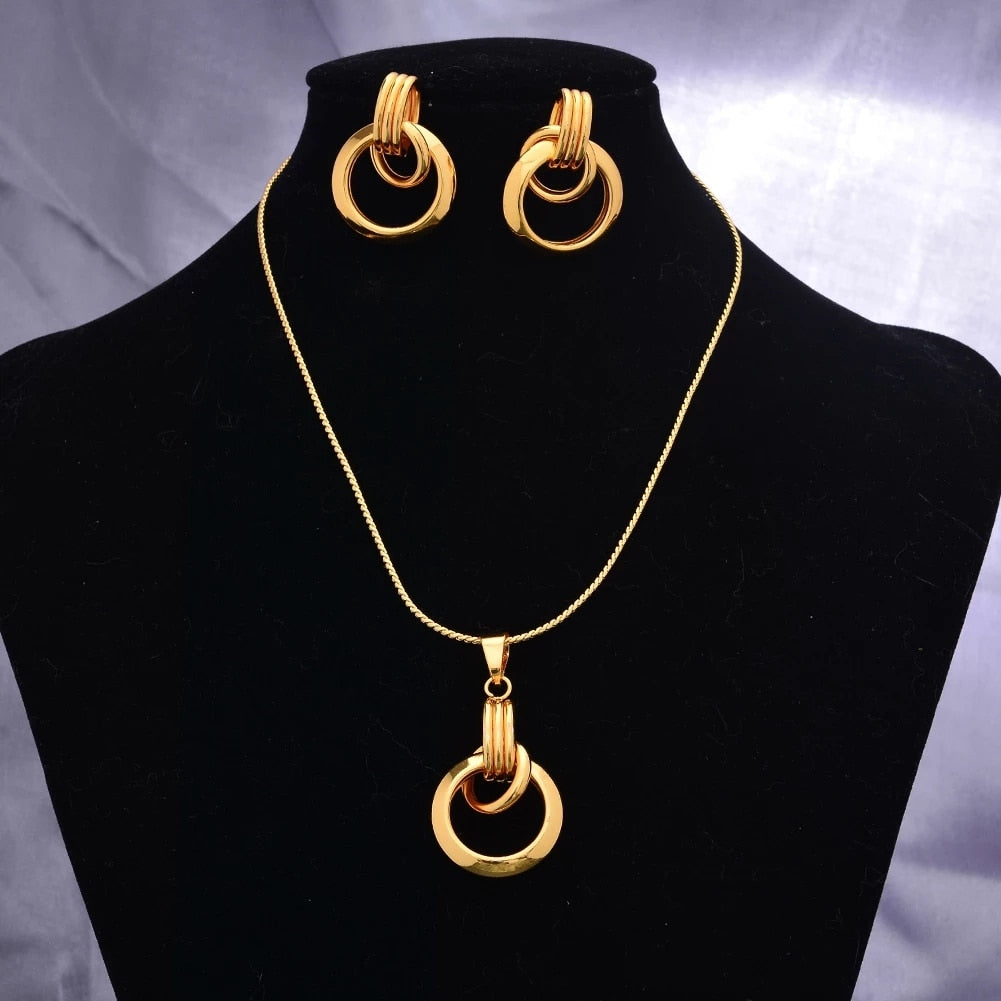 India Dubai Jewelry Set For Women Necklace/Earrings Jewelry Sets For Women
