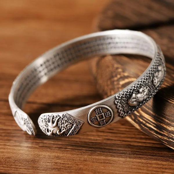 Brazaletes y pulseras con sello de elefante vintage en color plata de moda y personalidad para mujer