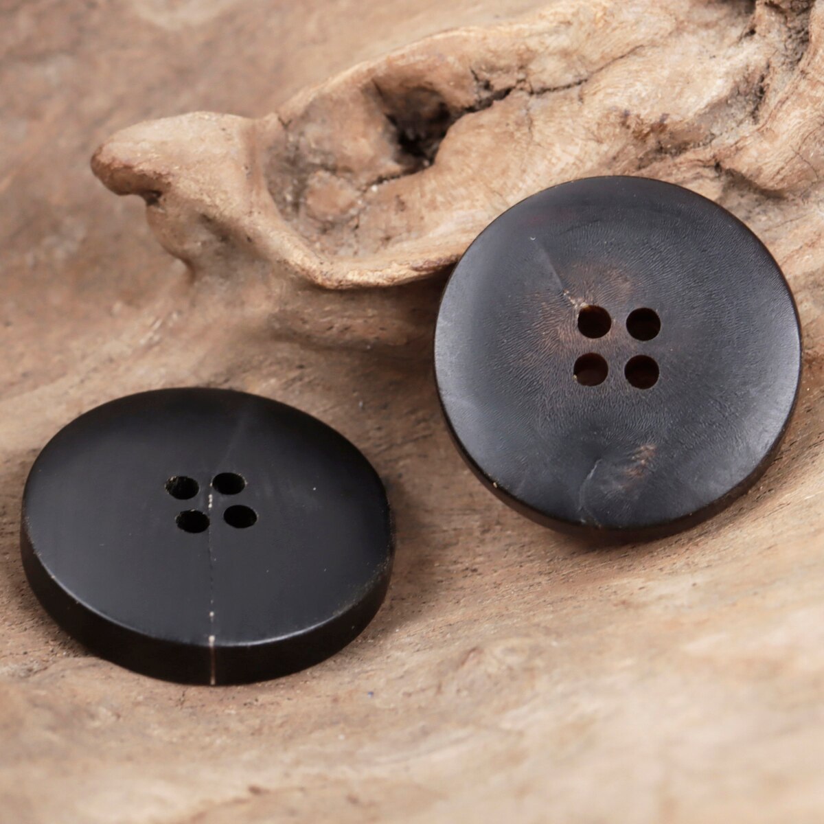 6pcs Matte Small Rim Suit Buttons Black Dark Brown Natural Real Horn Buttons