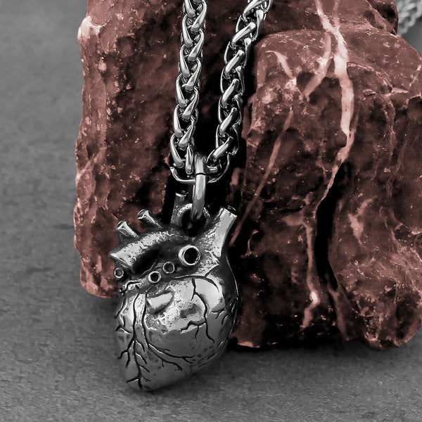Collar minimalista de moda con corazón anatómico para hombre y mujer, colgante estilo hip hop.