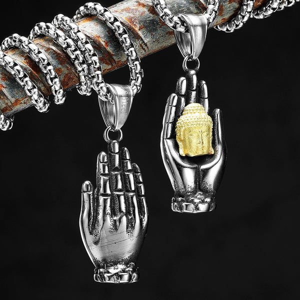 Collar con colgante de Buda para hombre, religión