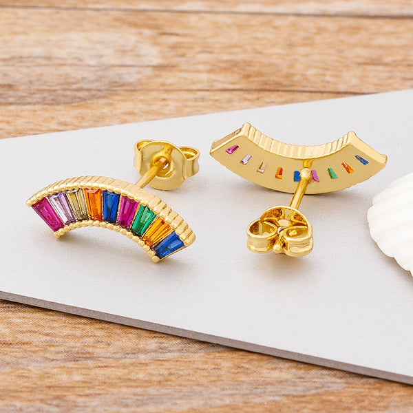 Pendientes de cristal con diamantes de imitación arcoíris bohemios de nuevo diseño para mujer