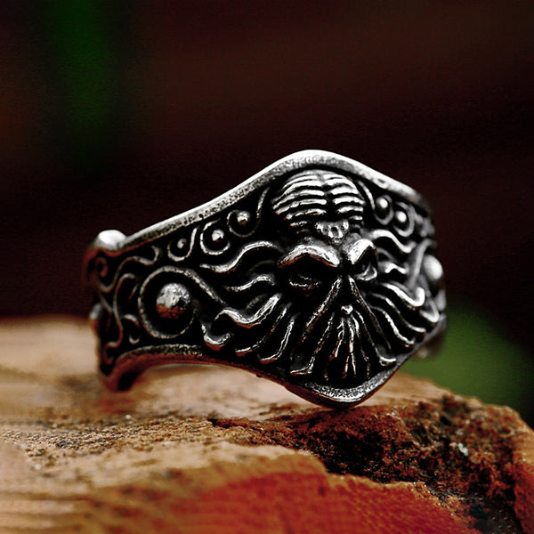 Anillo de calavera y pulpo de acero inoxidable 316L de nuevo diseño punk para hombres y mujeres