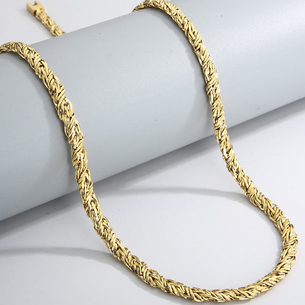 65CM 6MM Braided Chain Necklace For Men Black Gold Plated Stainless Steel Choker Necklaces