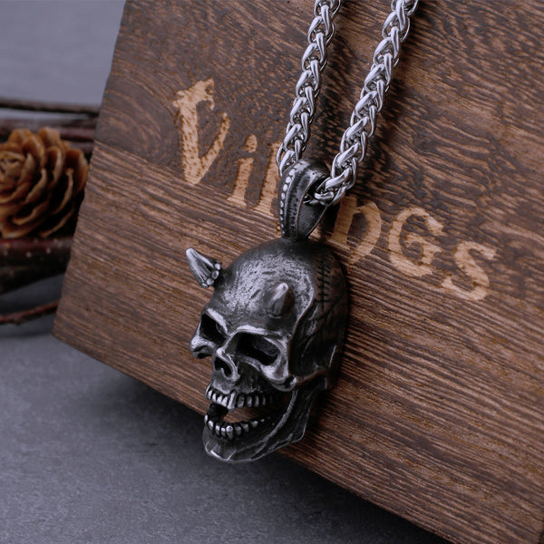 Collar de calavera de diablo de acero inoxidable 316L con colgante retro gótico punk