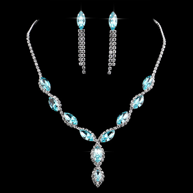 Fashion Pink Crystal Prom Wedding Jewelry Sets