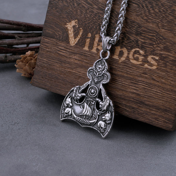 Collar vintage vikingo con diseño de lobo y águila, dios vikingo, estilo ancla, estilo hip hop.