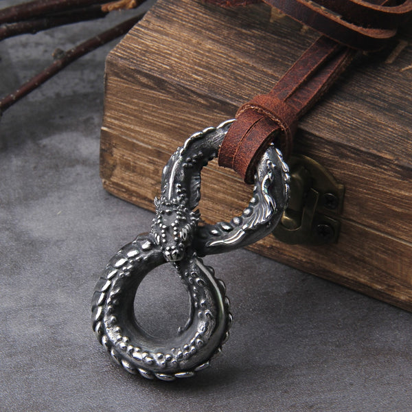 Collar vintage punk Ouroboros vikingo Never Fade para hombre