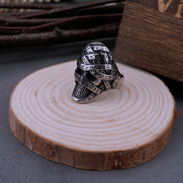 Anillo vintage de calavera de momia egipcia para hombre