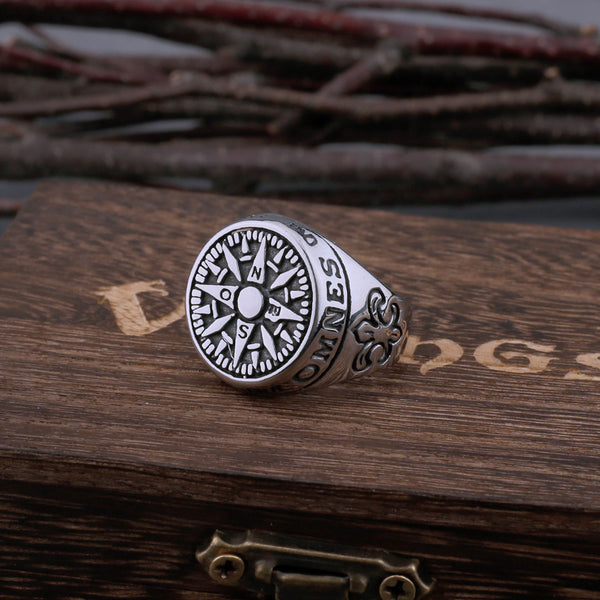 Viking Compass Compass Stainless Steel Domineering Men's Ring