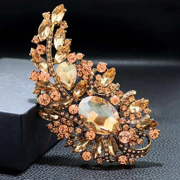 Rhinestone Large Flower Brooch Pin Winter Coat Accessories