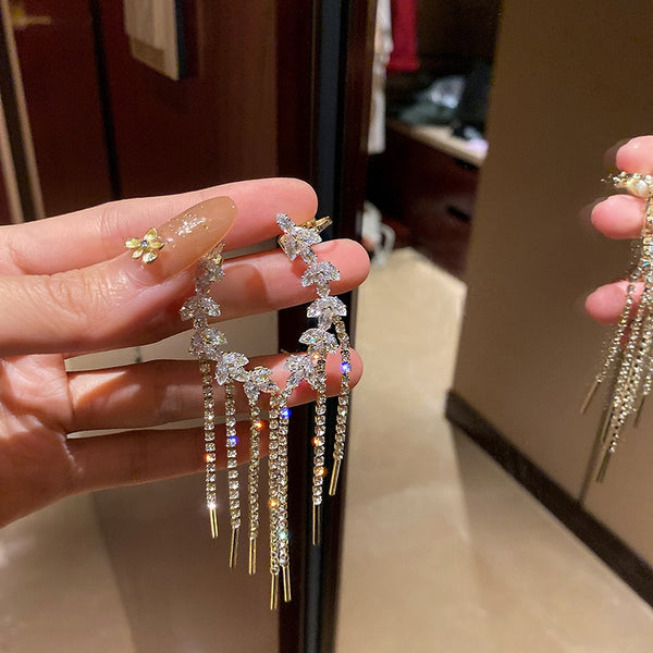 Pendientes colgantes de cristal de lujo estilo nuevo barroco para mujer
