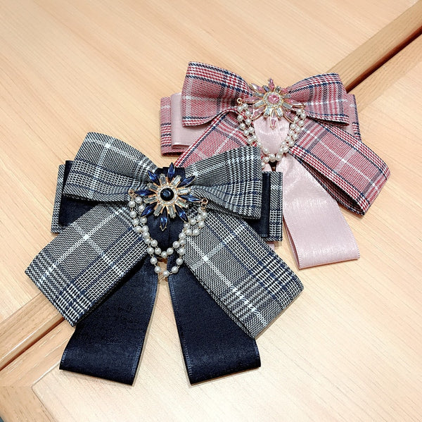 Pearl Ribbon Bow Brooch Collar Necktie Accessories