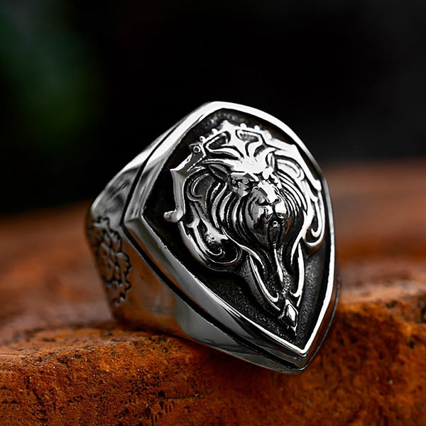 Anillo vintage de acero inoxidable 316L con cabeza de león para hombre, estilo punk, único, a la moda, con diseño de animal, joyería creativa, regalo al por mayor.