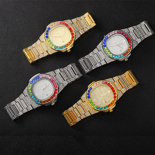 Iced Out Square Men Watches Top Brand Luxury Full Diamond Hip Hop Watch