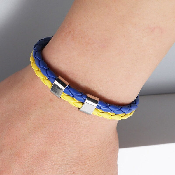 Ukraine Country National Flag Wristband  Leather Bracelets