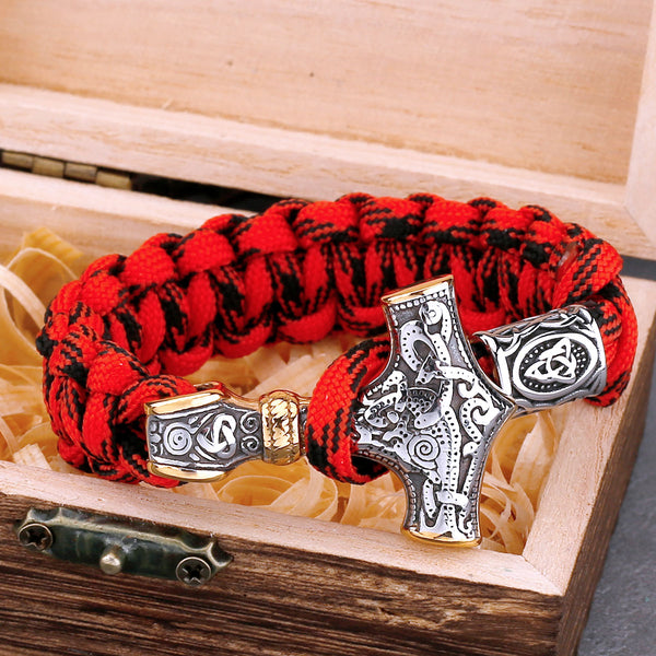 Pulsera vintage de acero inoxidable con ancla rúnica de mitología nórdica