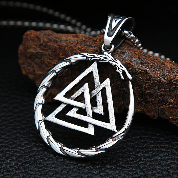 Collar con colgante vikingo Valknut de acero inoxidable vintage para hombre y mujer