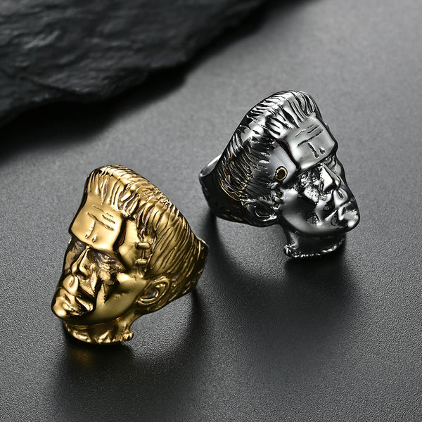 Anillos de acero inoxidable, titanio, con cabeza humana, estilo hip hop, punk, para hombres y mujeres.