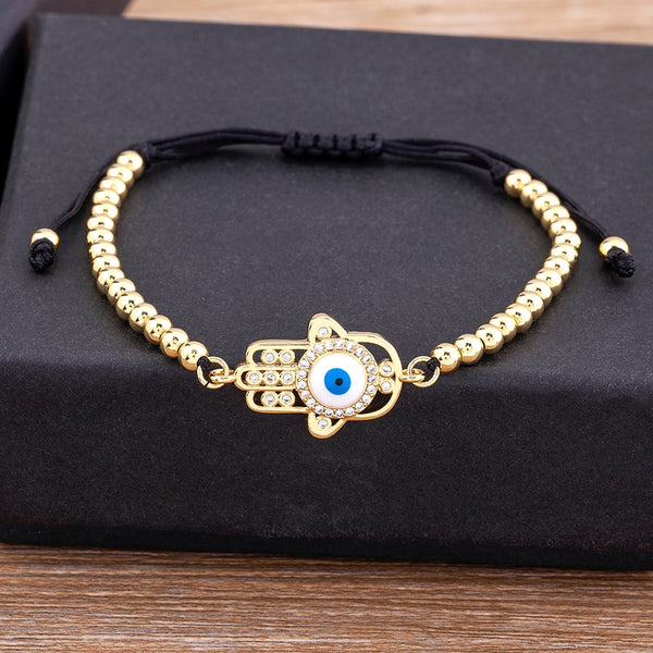 Pulsera clásica de cristal de ojo turco con incrustaciones de avión de la suerte