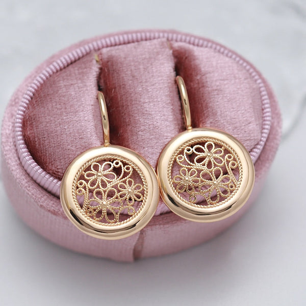 Personality Geometric Round Hollow Flower Dangle Women's Earrings