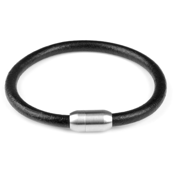 Smooth Genuine Leather Bracelet Stainless Steel Magnetic Clasp 
 Bangles For Men