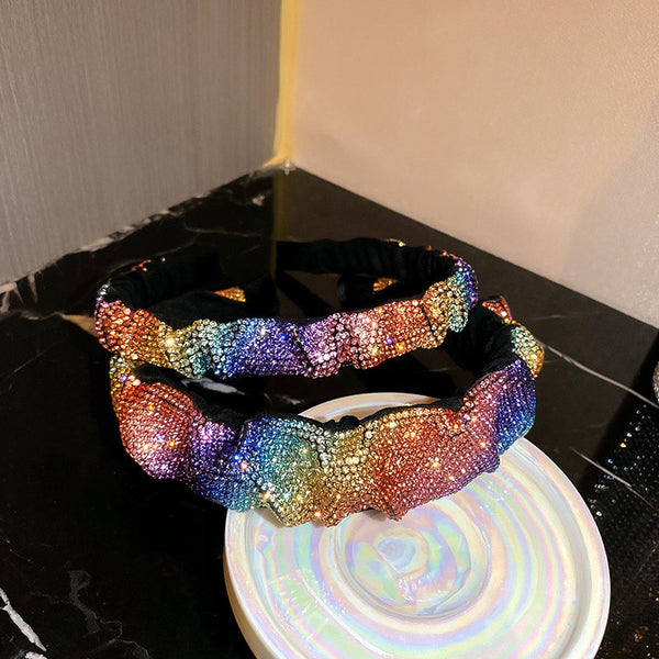 Diademas vintage con diamantes de imitación de colores arcoíris para mujer