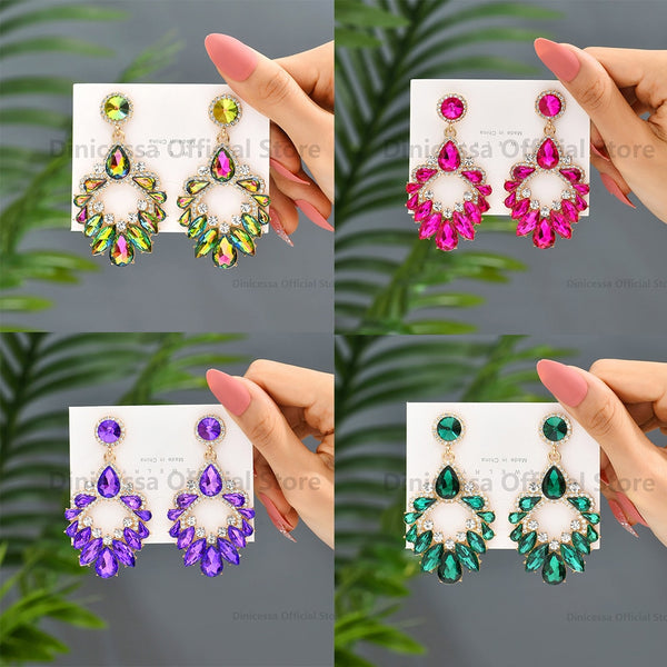 Pendientes colgantes grandes con diseño de araña de lujo para mujer