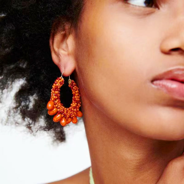 Pendientes colgantes grandes redondos de perlas de imitación de acrílico de moda para mujer