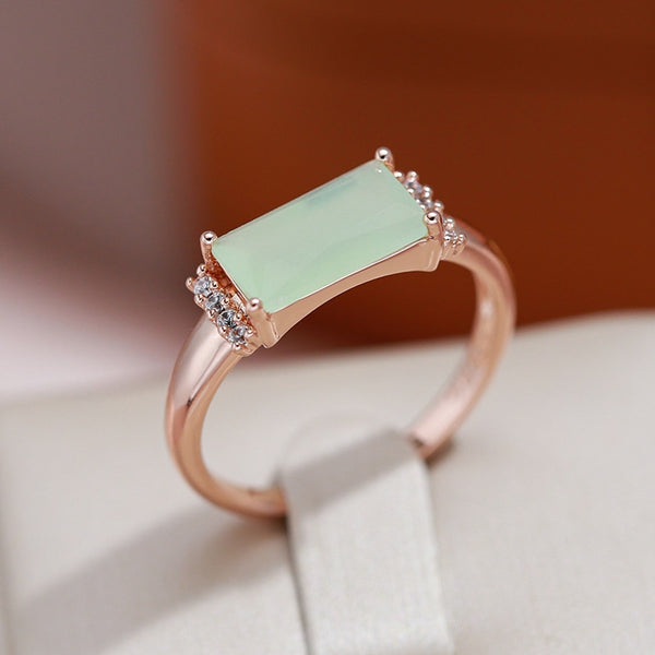 Elegant Square Mist Green Zircon Rings