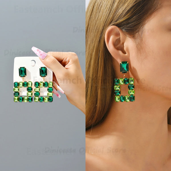 Nuevos pendientes colgantes grandes y cuadrados para mujer