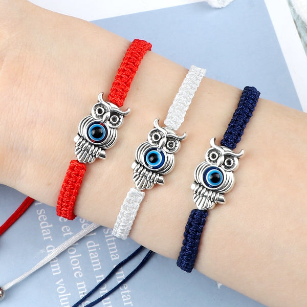 Pulseras trenzadas con colgante de búho