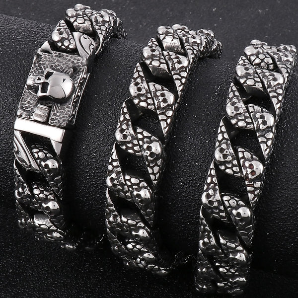 Collar de cadena de eslabones con esqueleto gótico para hombre