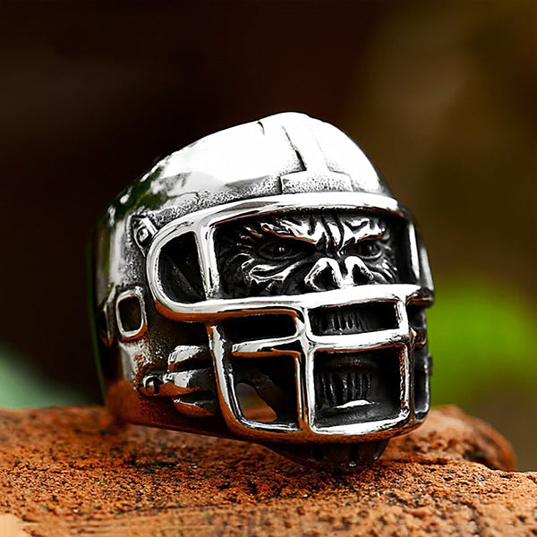 Anillos de béisbol con casco de gorila de acero inoxidable estilo punk vintage