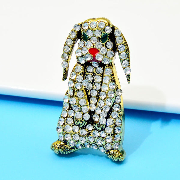 Rhinestone Rabbit Brooch Chinese Zodiac Pin Vintage Animal Jewelry
