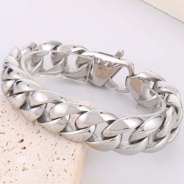 Pulsera de eslabones cubanos de acero inoxidable para hombre
