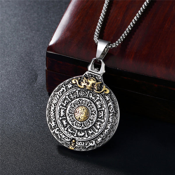 Colgante de acero inoxidable, titanio, con brújula, tótem, mitología griega, estilo hip hop, estilo bohemio vintage.