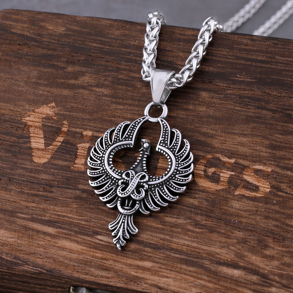Collar de tótem de fénix animal de acero inoxidable para hombre