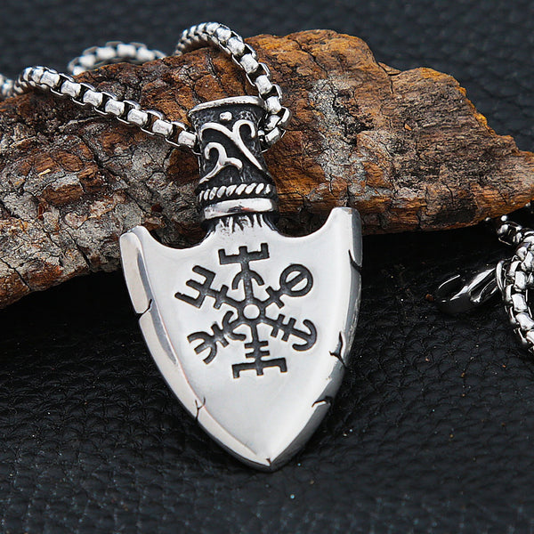 Colgante vintage vikingo Valknut de acero inoxidable nórdico con brújula vikinga para hombre