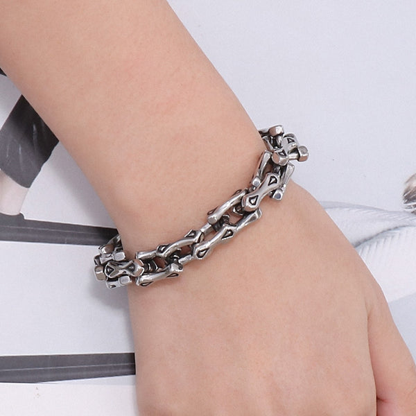 Pulsera de cadena de eslabones estilo hueso de perro vintage para hombre