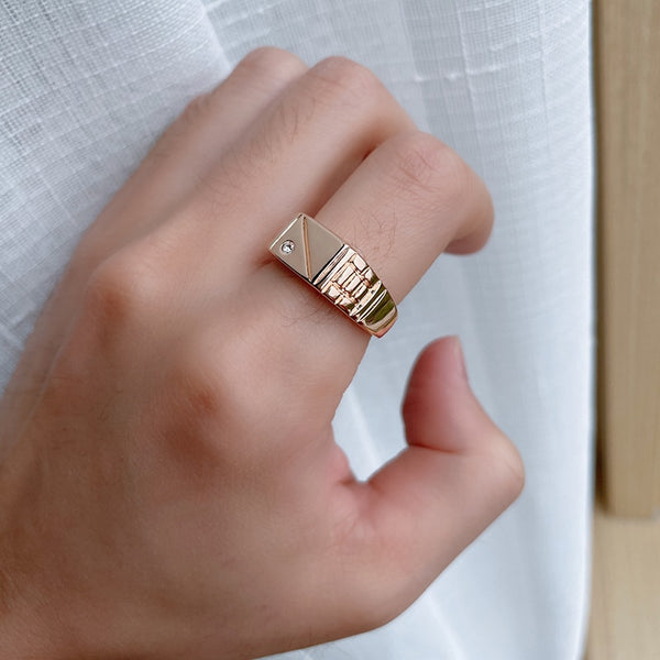 Anillos de oro 585 con forma de cinturón minimalista para hombres y mujeres