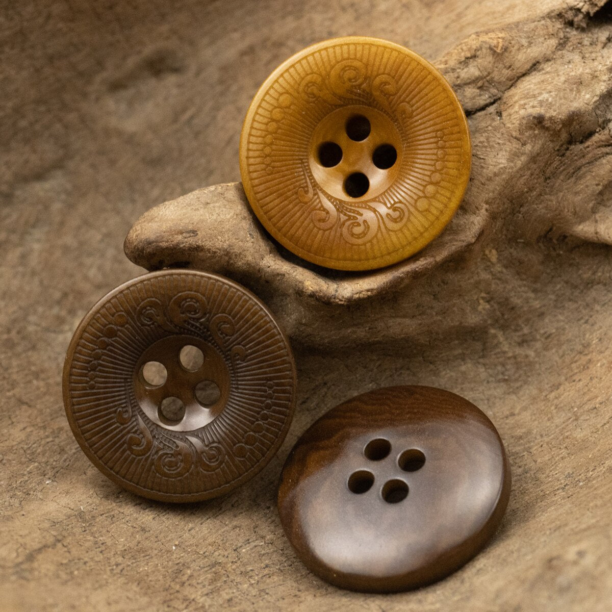 5pcs/lot Bowl Designer Eco Buttons Taupe Ginger Natural Corozo Dyed Round Buttons