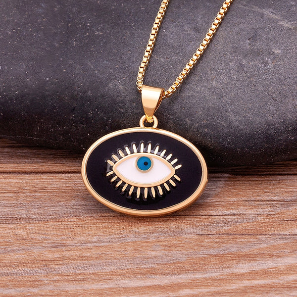 Collar con colgante de ojo malvado de moda coreana para mujeres y hombres