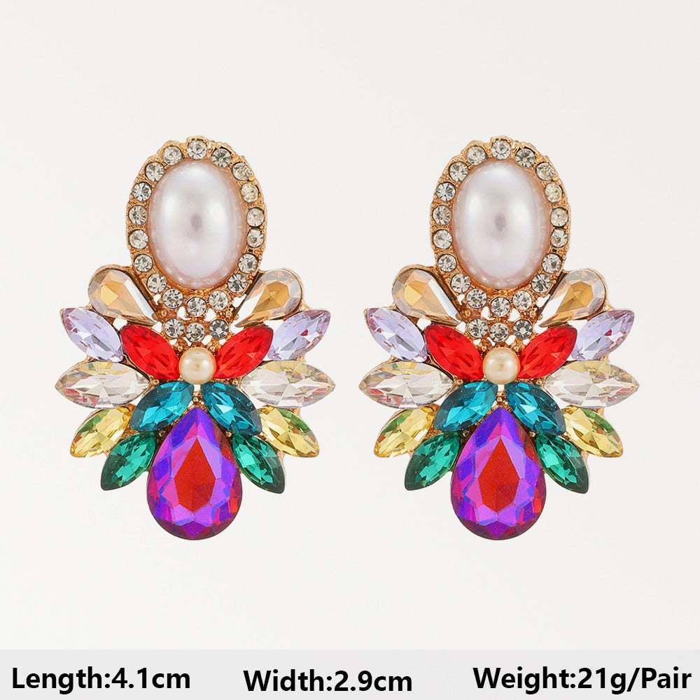 Summer Beach Beads Crystal Geometric Dangle Earrings For Women