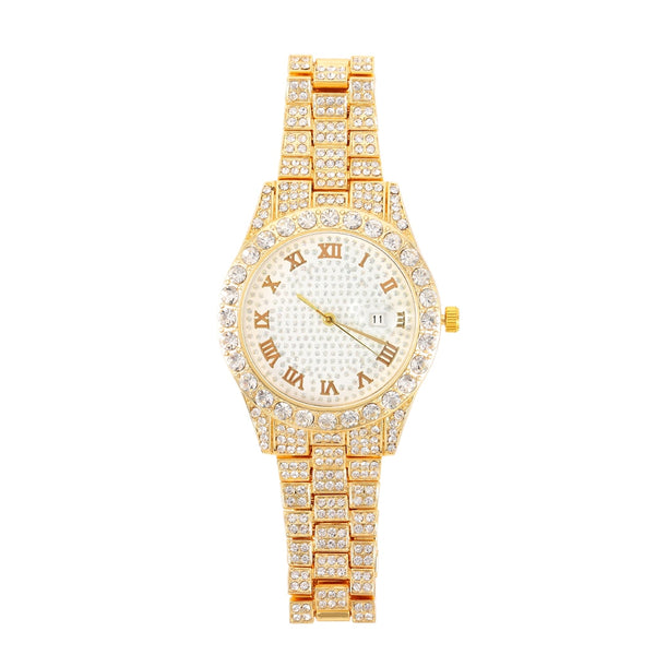 Hip Hop Diamond Bling Iced Out Watch Men HIP HOP Quartz Gold Color Men Watches