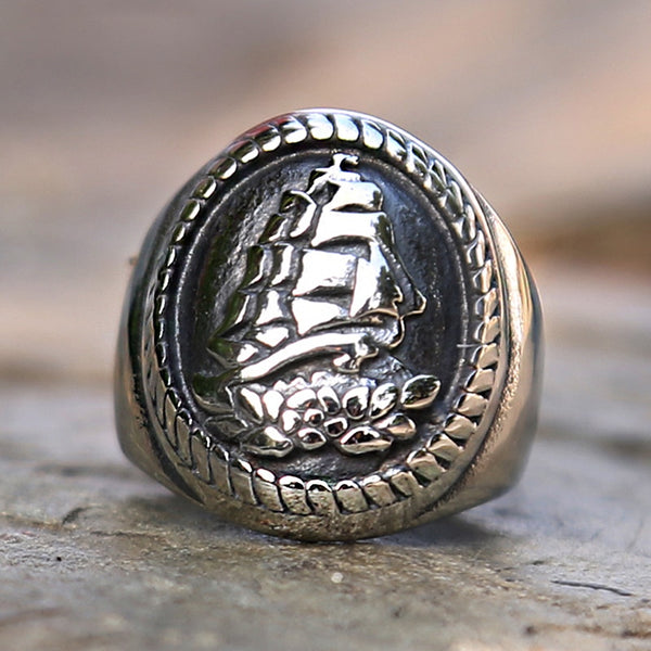 Anillos de velero gótico vintage para hombre, anillo vikingo de acero inoxidable para navegar.
